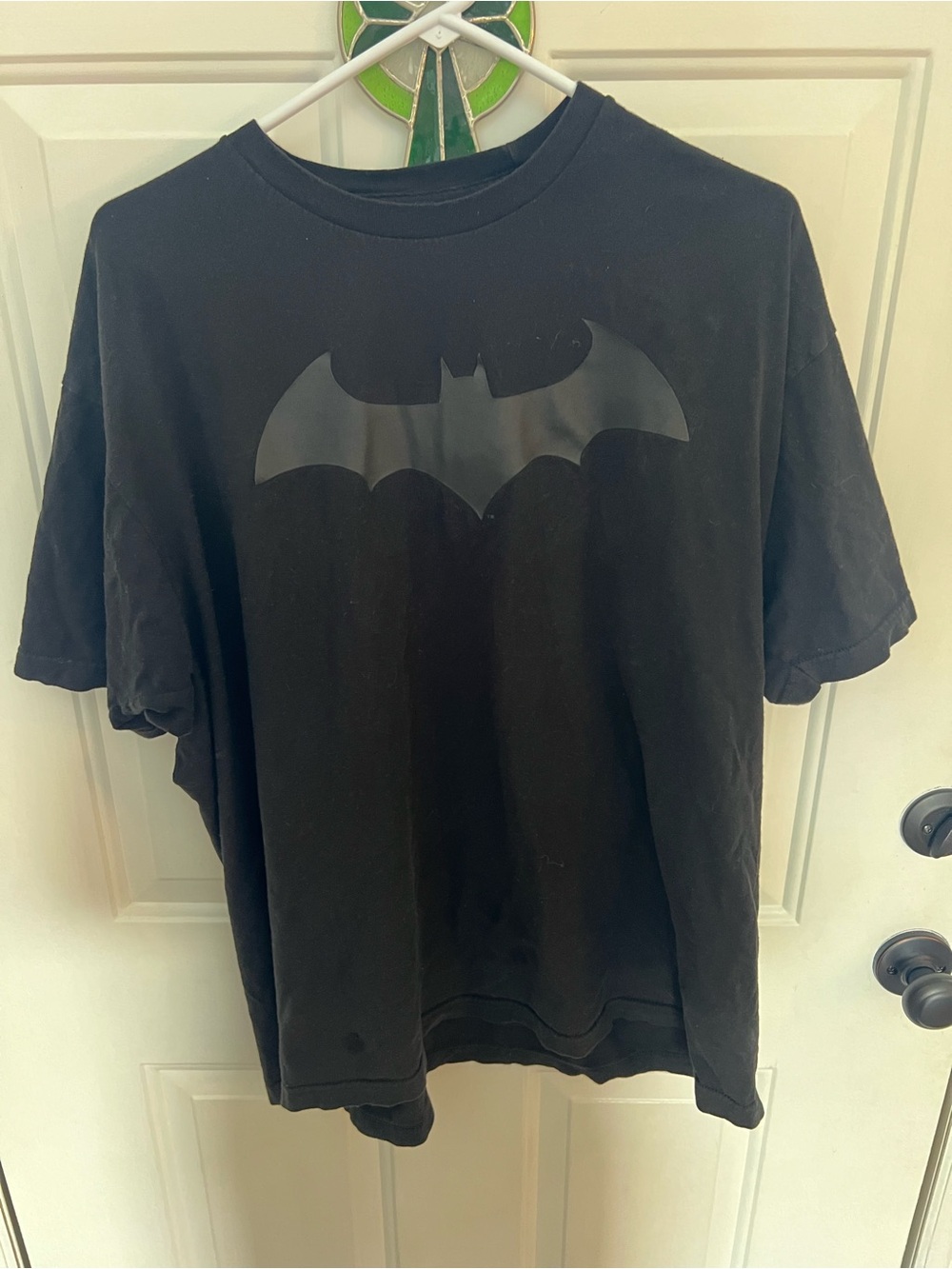Batman Black Tee with Silver Bat Emblem
